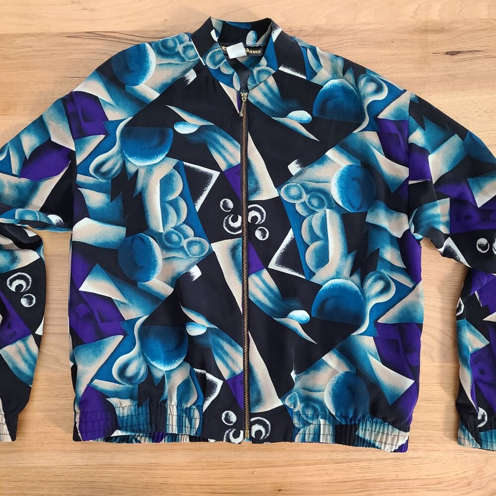 Emily Adams | Vintage Abstract Bomber Jacket w Pockets | US S